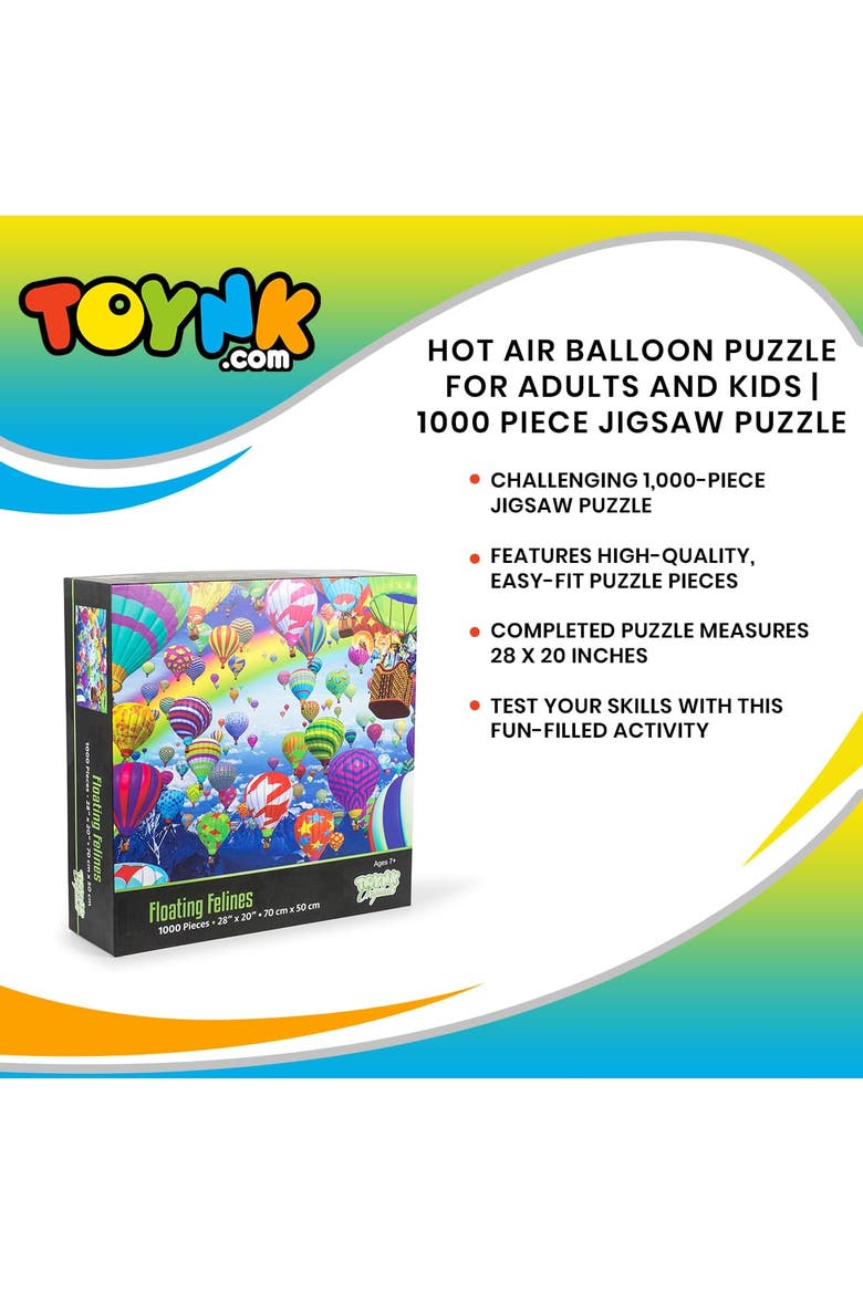 Floating Felines Hot Air Balloon Puzzle | 1000 Piece Jigsaw Puzzle, Alternate, color, Multi-Color