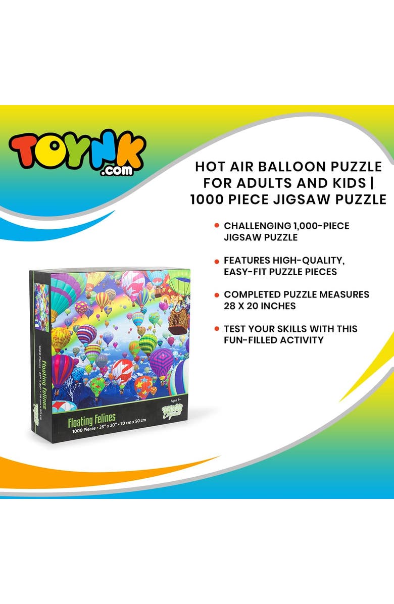 Toynk Floating Felines Hot Air Balloon Puzzle | 1000 Piece Jigsaw Puzzle, Alternate, color, Multi-Color