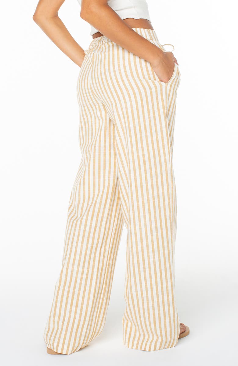 Roxy Mavericks Pleated Stripe Cotton Pants, Alternate, color, Curry