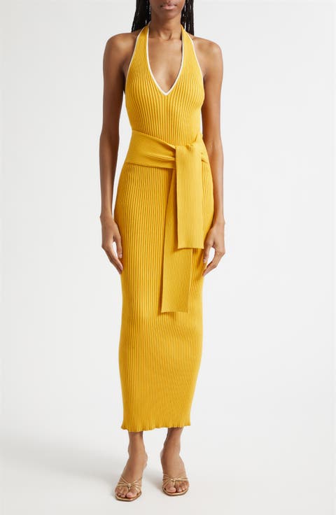 Allegra Halter Neck Maxi Sweater Dress