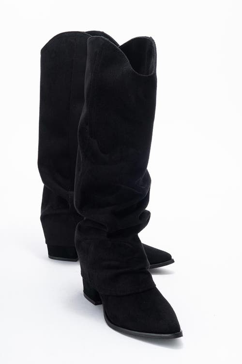 Prologue Shoes Elaris Block Heel Knee High Boot In Black