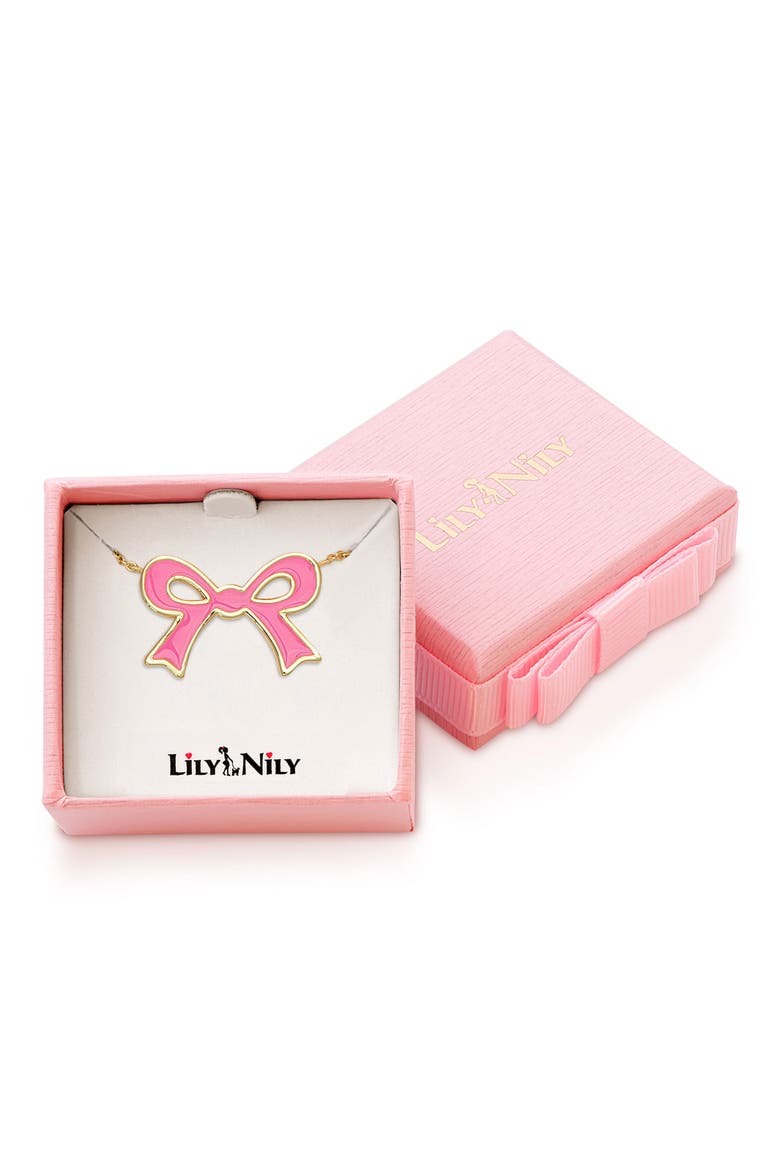 Kids' Flat Bow Pendant Necklace, Alternate, color, PINK
