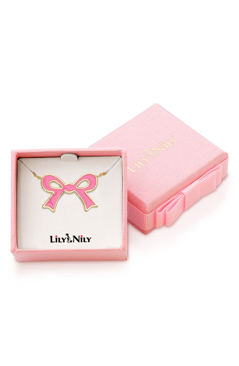 Lily Nily Kids' Flat Bow Pendant Necklace, Alternate, color, Pink