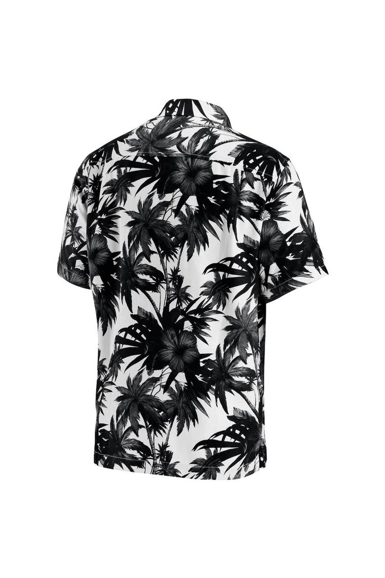 Men's Tommy Bahama Black Carolina Panthers Sport Harbor Island Hibiscus Camp Button-Down Shirt, Alternate, color, Black