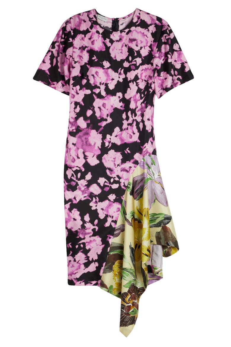 Diana Floral Contrast Silk Twill Dress, Alternate, color, DESSIN B 976