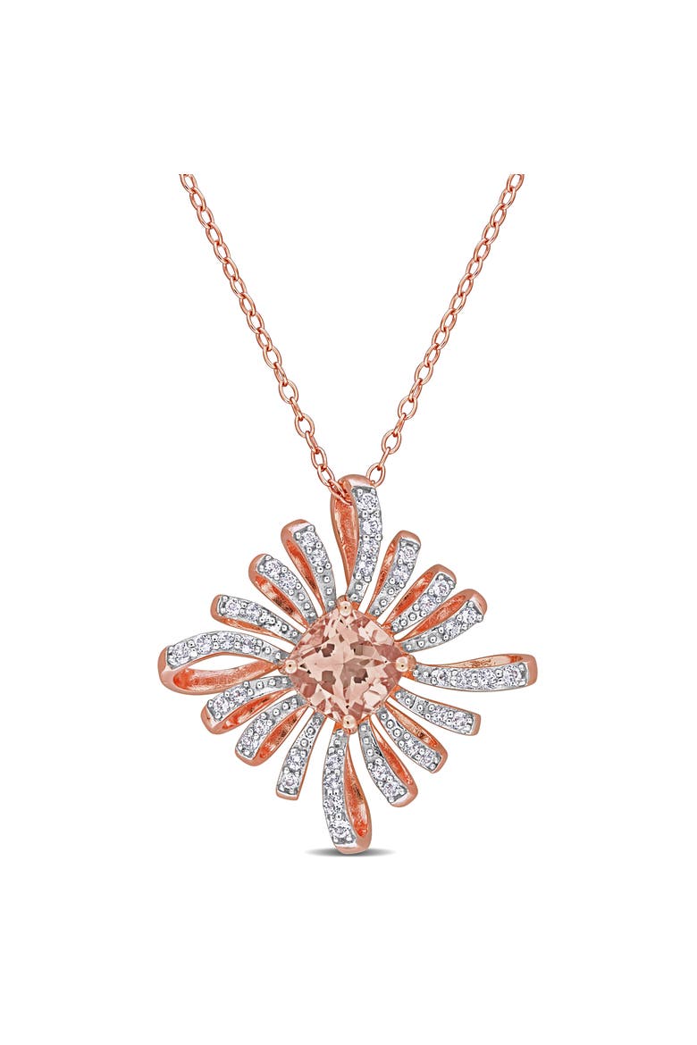 Morganite & White Topaz Floral Necklace, Main, color, Morganite