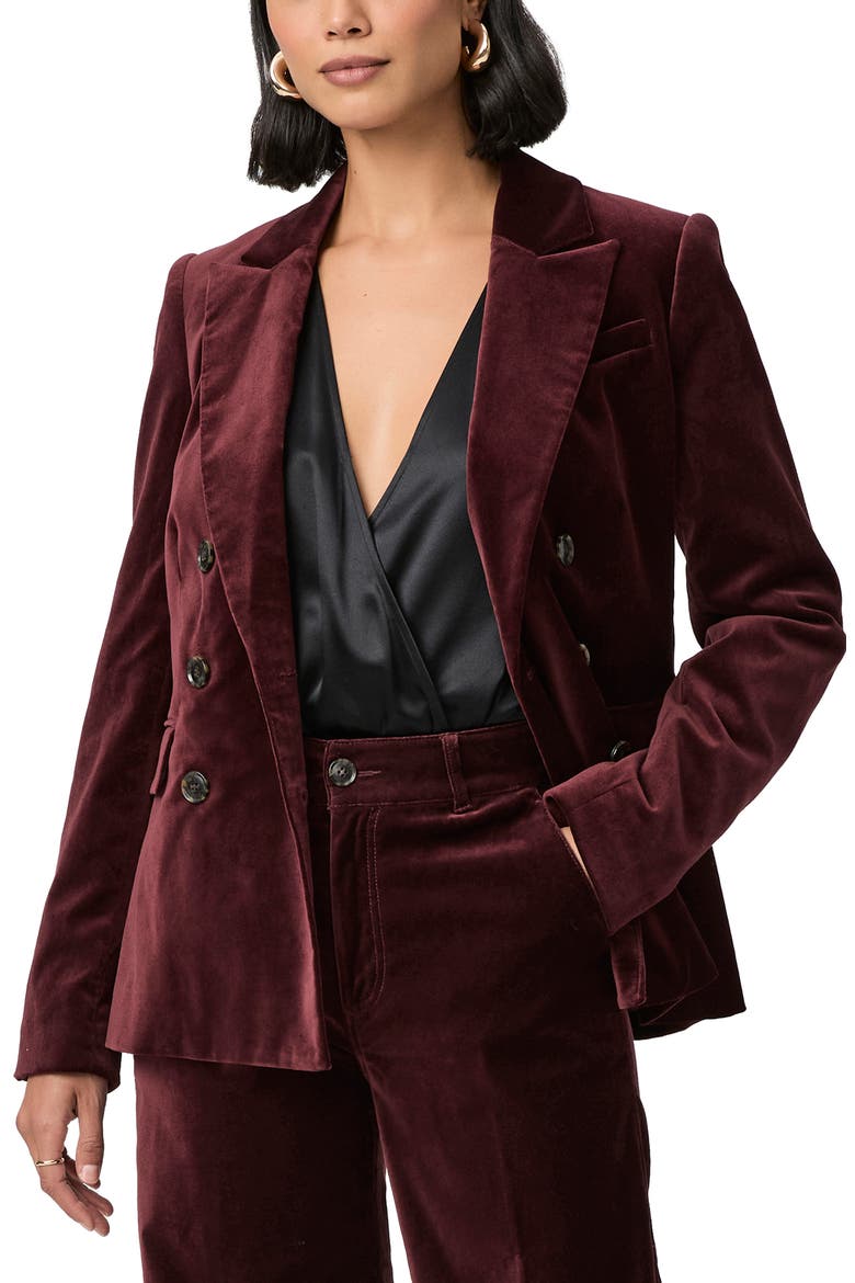 Malbec Double Breasted Velveteen Blazer, Alternate, color, DARK OBLOOD