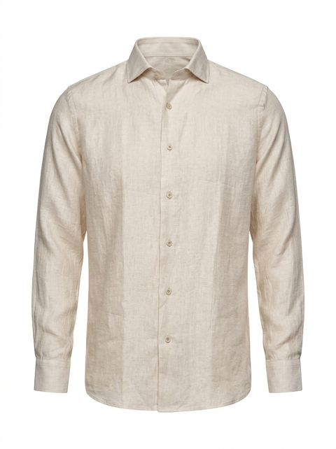 Men's Linen-blend Long Sleeve Dress Shirt