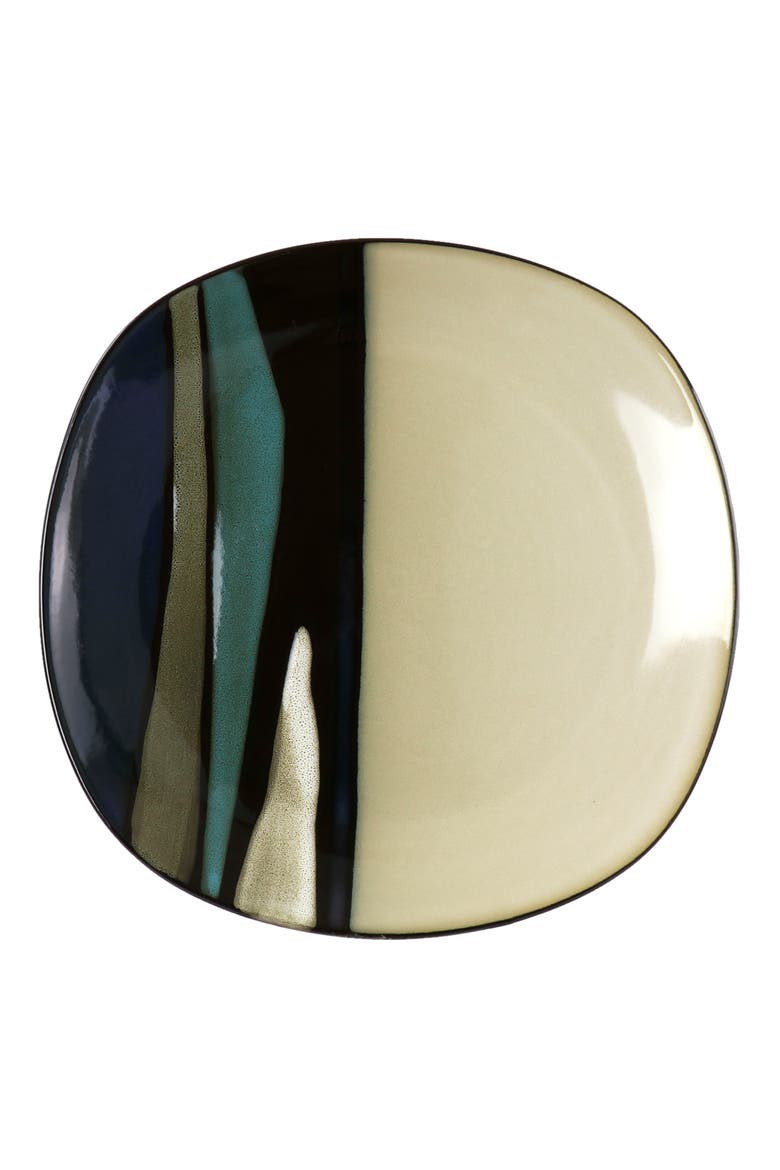 Althea 12piece Soft Square Stoneware Dinnerware Set, Alternate, color, Teal
