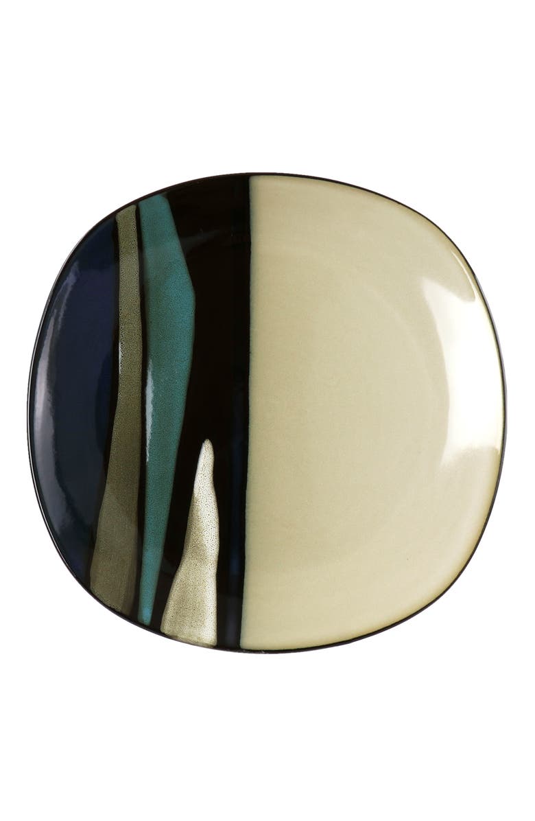 Hometrends Althea 12piece Soft Square Stoneware Dinnerware Set, Alternate, color, Teal