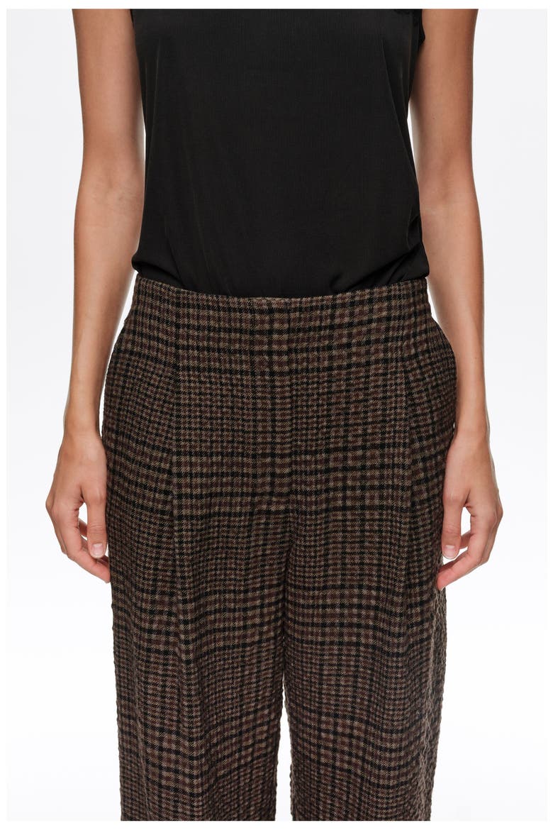 Checked Straight-Leg Trousers, Alternate, color, BROWN
