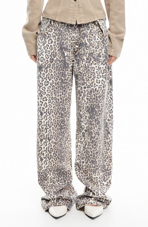 LIONESS She's All That Straight Leg Jeans in Leopard Fade 