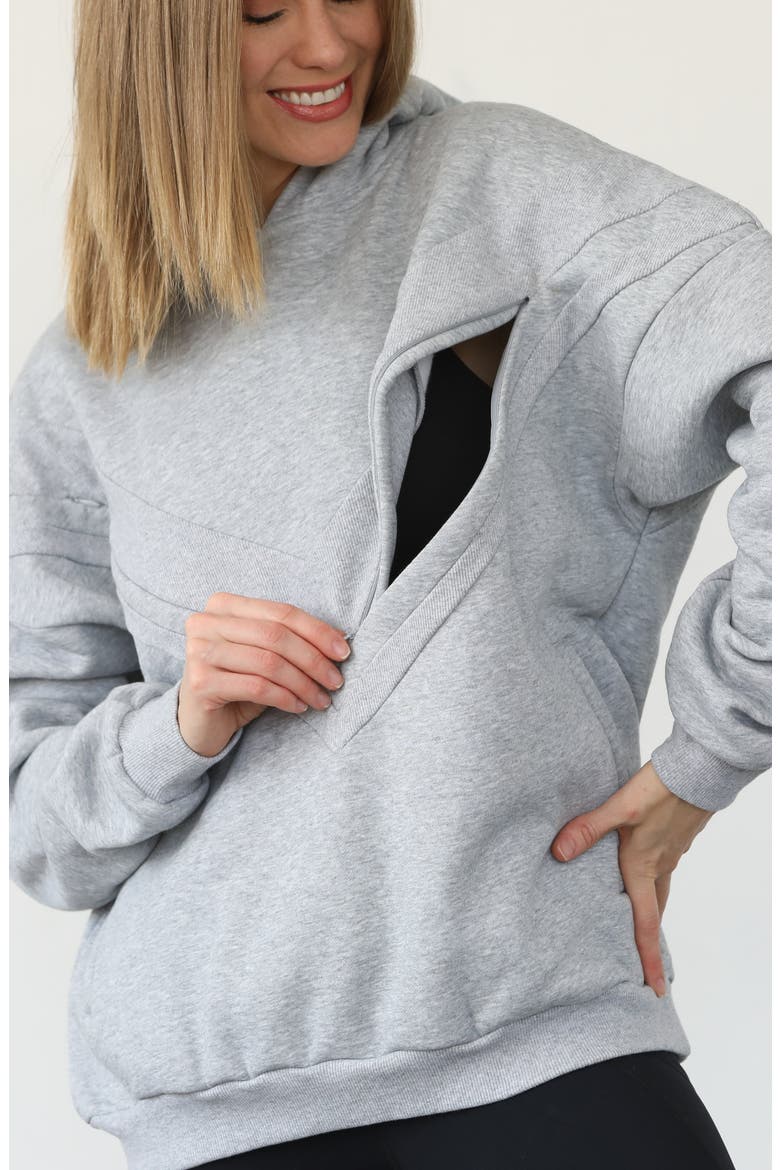Isabella Ultra Soft Nursing and Pregnancy Hoodie, Alternate, color, Heather Grey