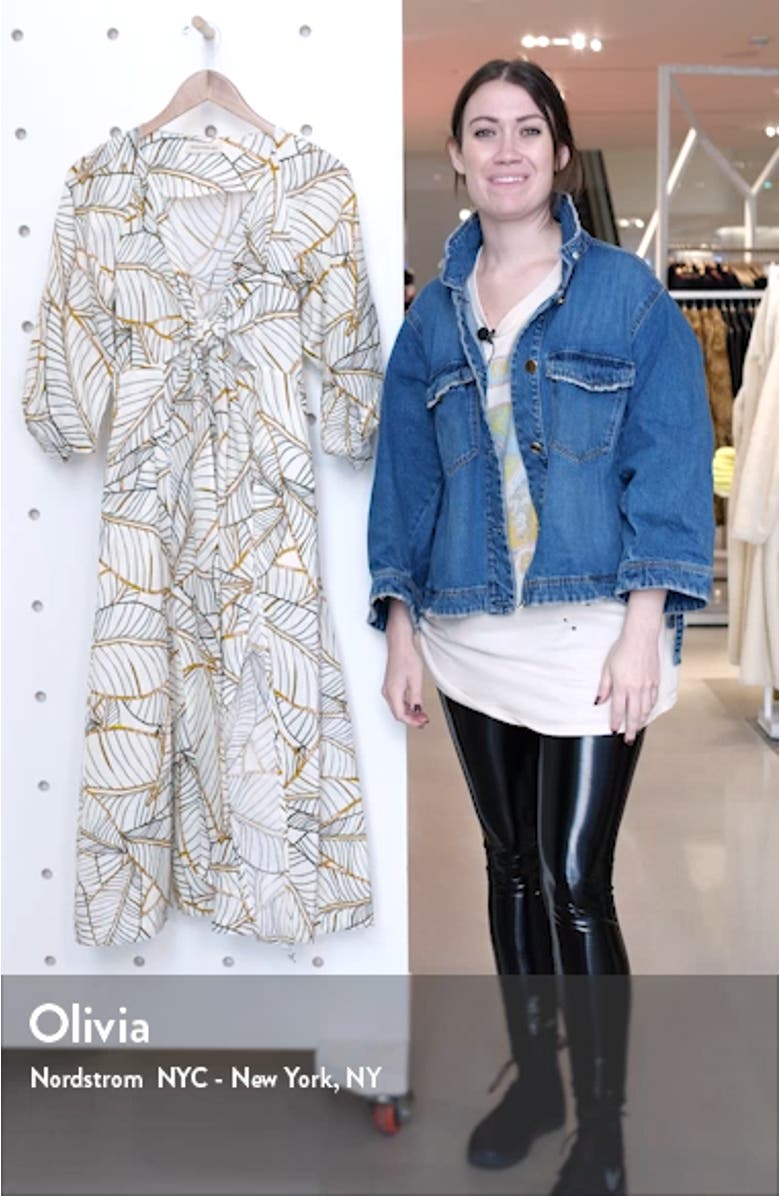 Asilah Palm Leaf Print Linen Dress, sales video thumbnail