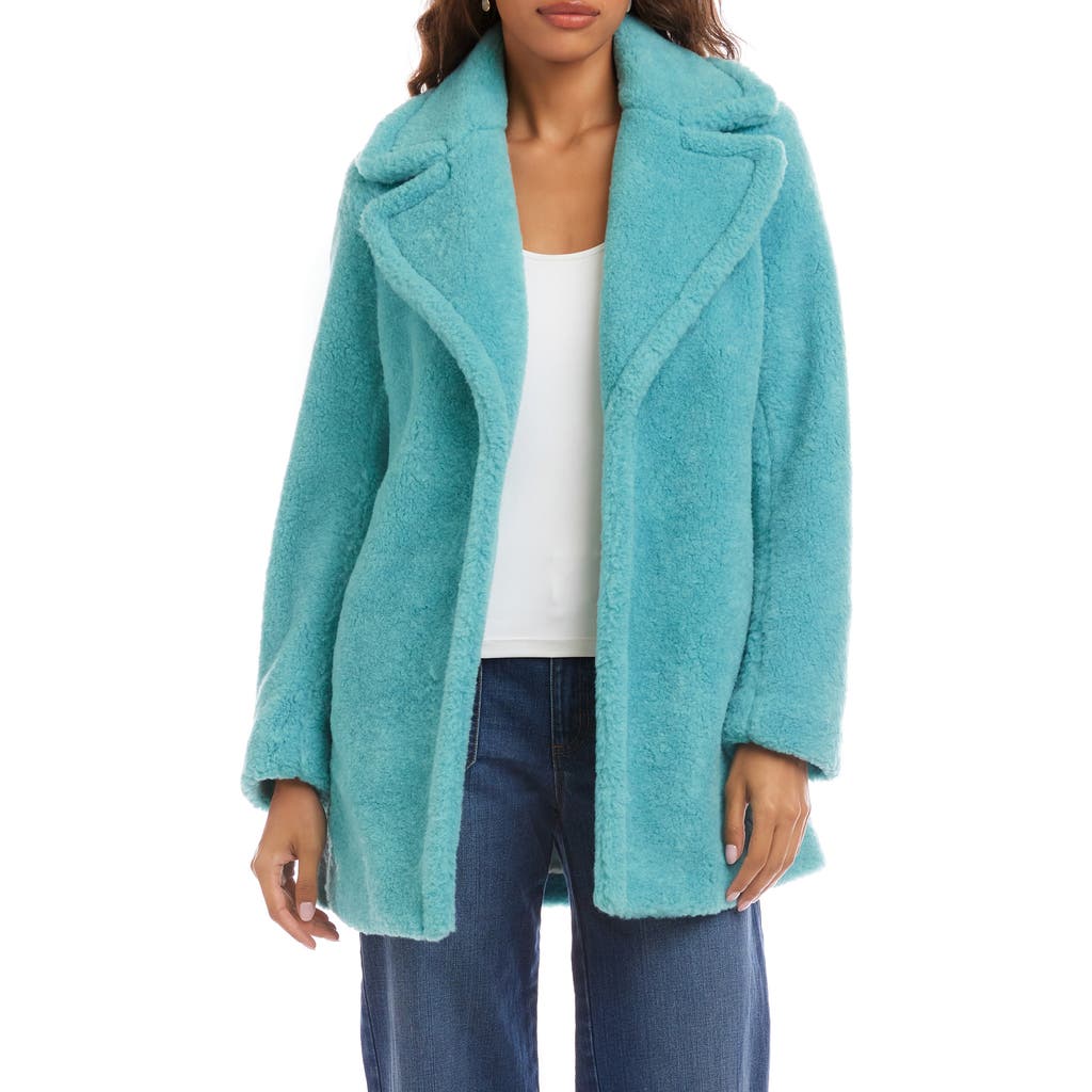 Karen Kane Faux Shearling Coat In Blue