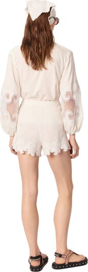 Embroidered floral shorts