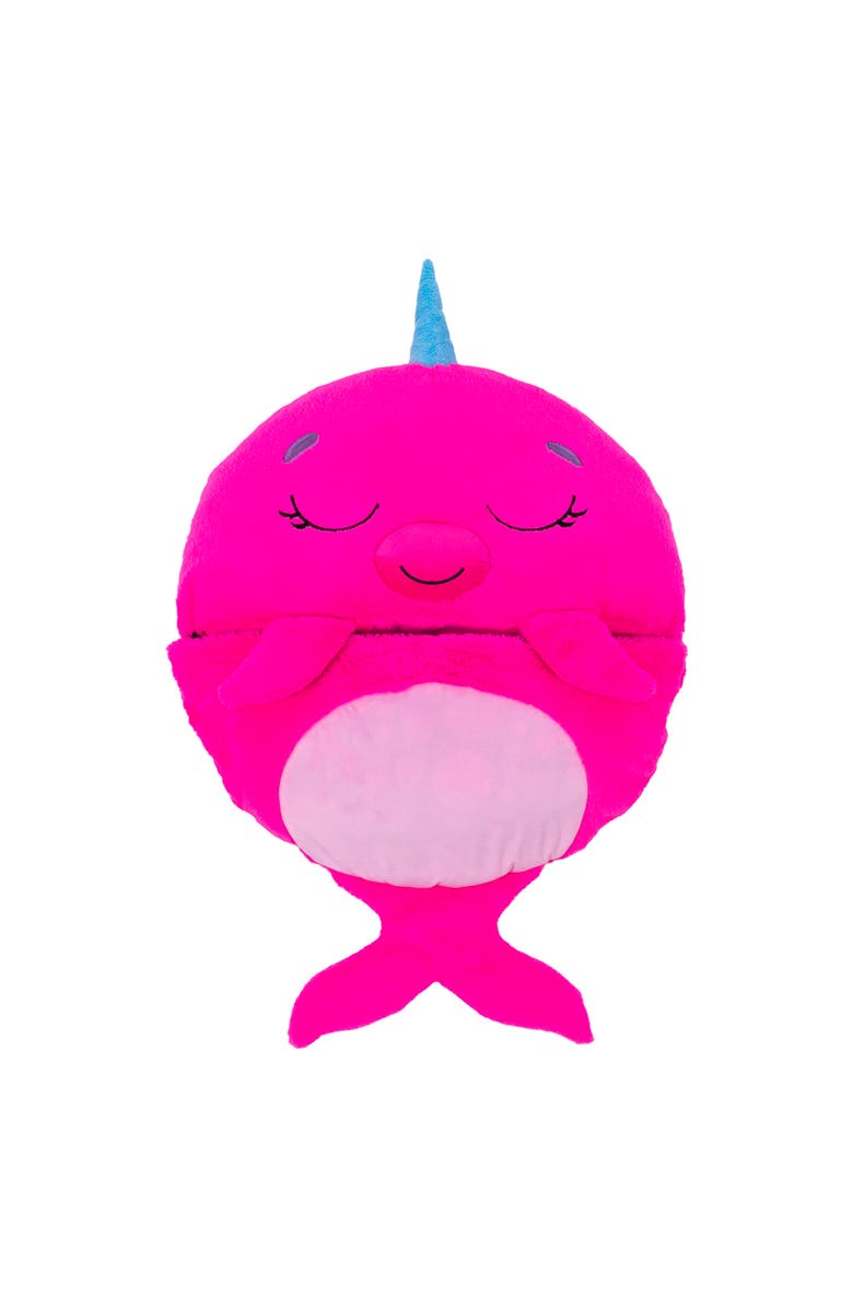 Happy Nappers Pillow & Sleepy Sack, Large Neil The Pink Narwhal 7+, Alternate, color, Pink