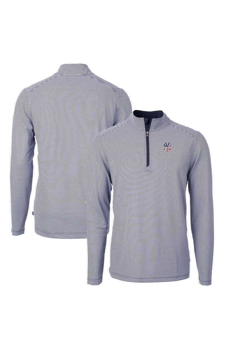 Cutter & Buck Men's Cutter & Buck  Navy New York Yankees Americana Logo Big & Tall Virtue Eco Pique Recycled Quarter-Zip Pullover Top, Main, color, 
