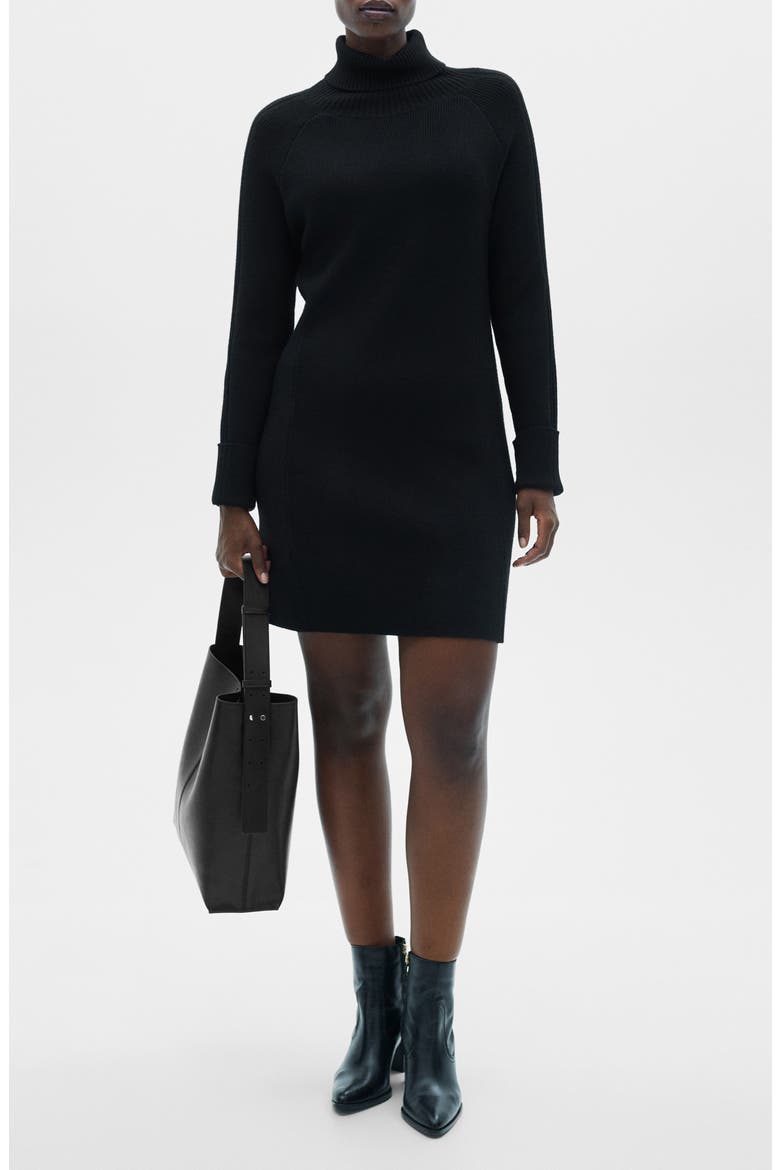 Turtleneck Long Sleeve Sweater Minidress, Alternate, color, BLACK