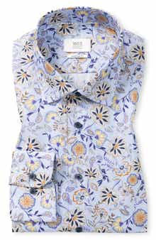 Modern Fit Floral Non-Iron Cotton Twill Dress Shirt