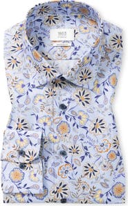1863 by Eterna Modern Fit Floral Non-Iron Cotton Twill Dress Shirt