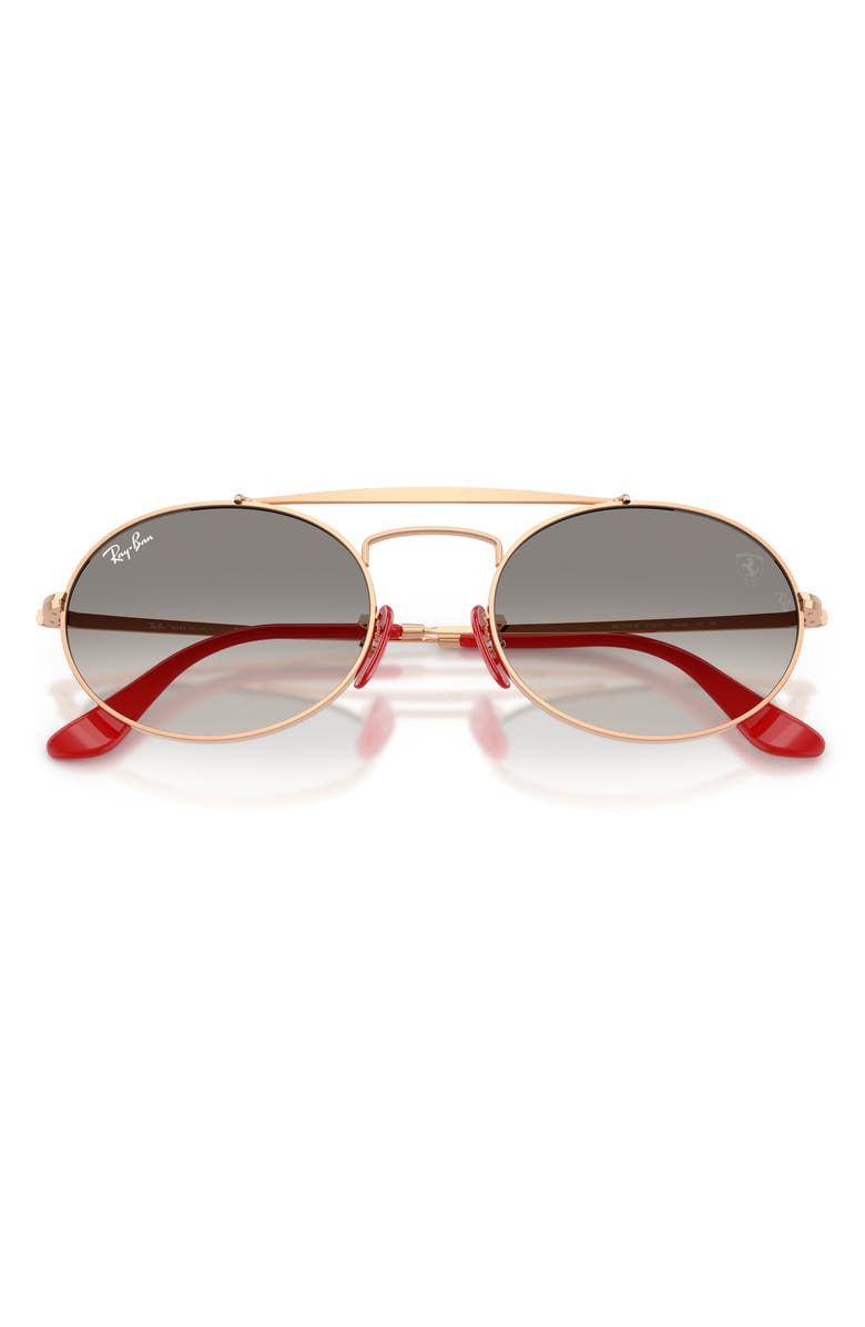 Ray-Ban x Scuderia Ferrari 54mm Oval Sunglasses, Alternate, color, Rose Gold / Clear Grey