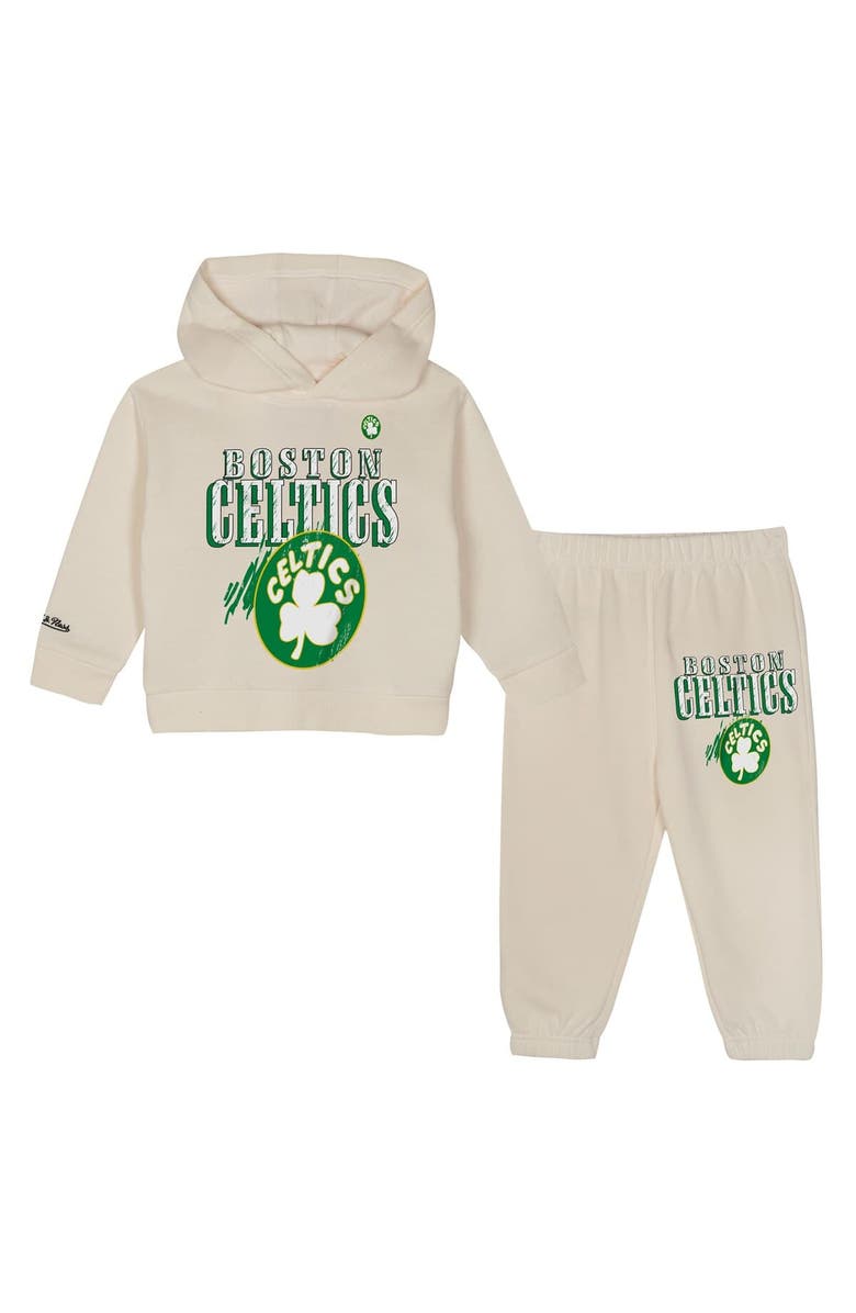 Mitchell & Ness Toddler Mitchell & Ness  Cream Boston Celtics Hang Time Oversized Pullover Hoodie & Pants Set, Main, color, 
