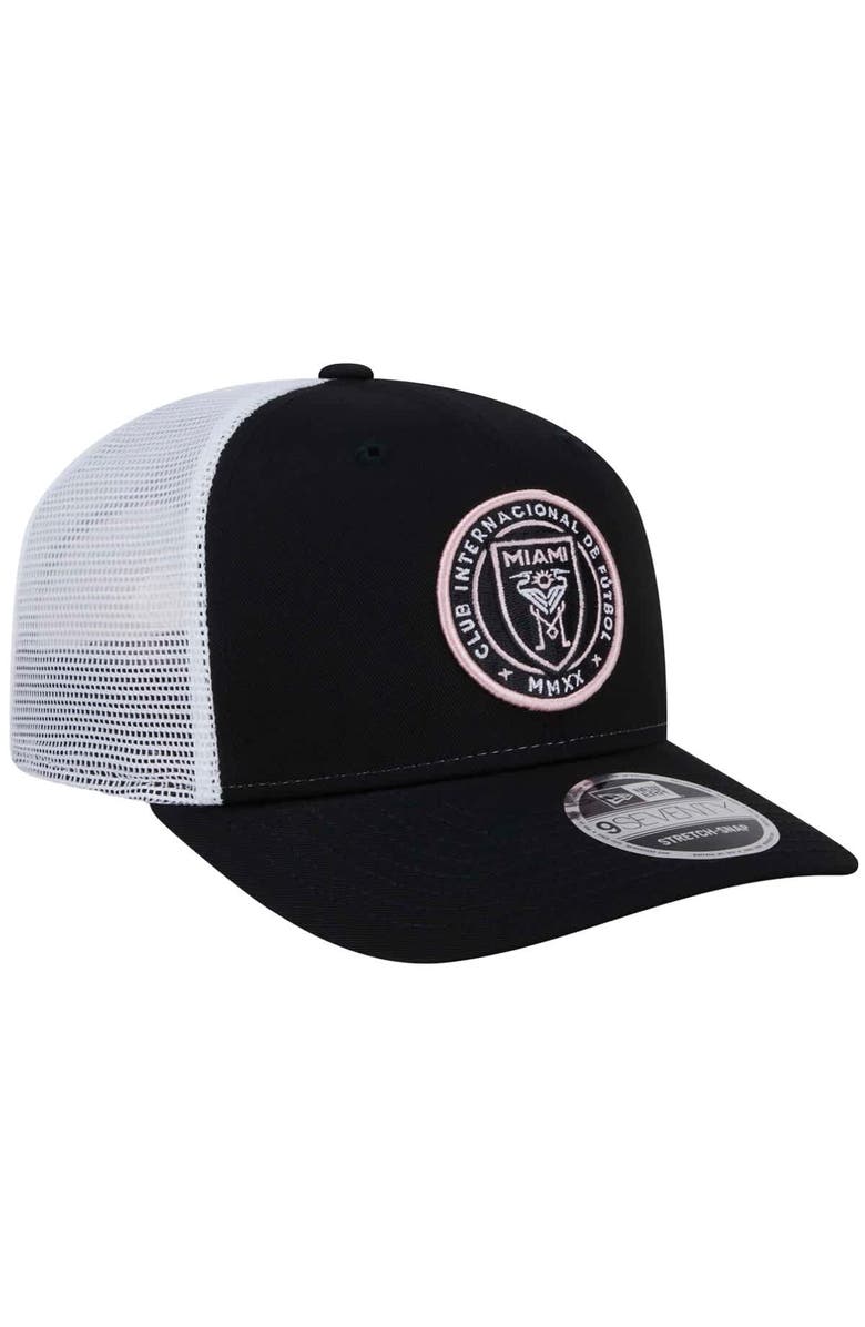 New Era Men's New Era Black Inter Miami CF 9SEVENTY COOLERA Trucker Stretch-Snap Adjustable Hat, Alternate, color, 