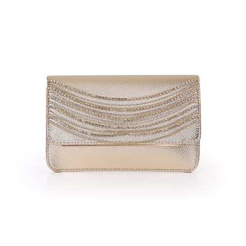 Lux Crystal Necklace Faux Leather Envelope