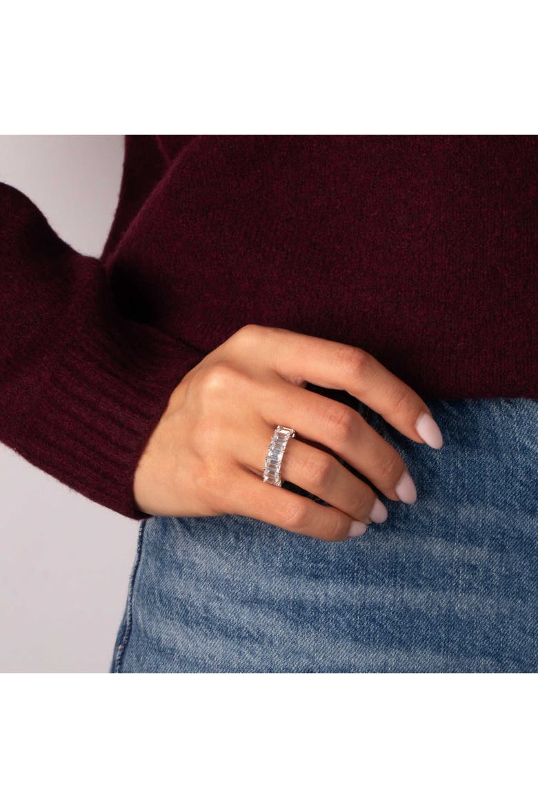 Emerald Cut Eternity Band, Alternate, color, Silver