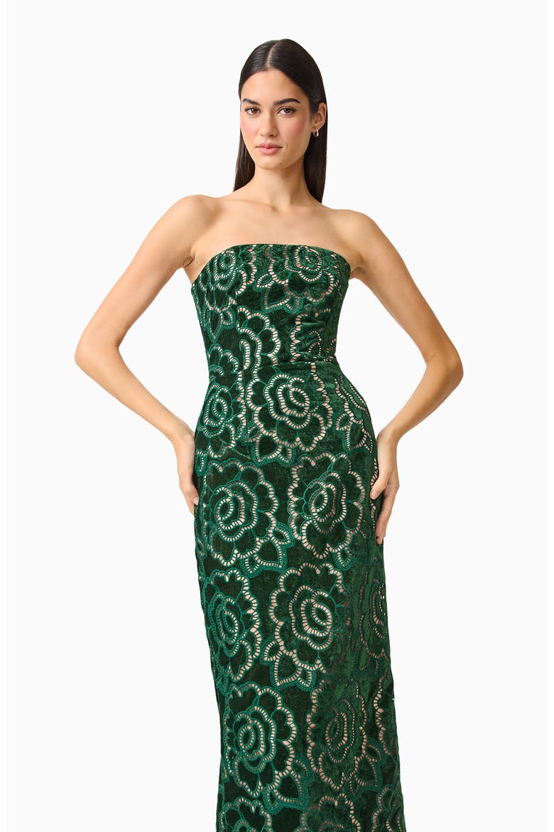 Monique Velvet Column Midi Dress, Alternate, color, EMERALD