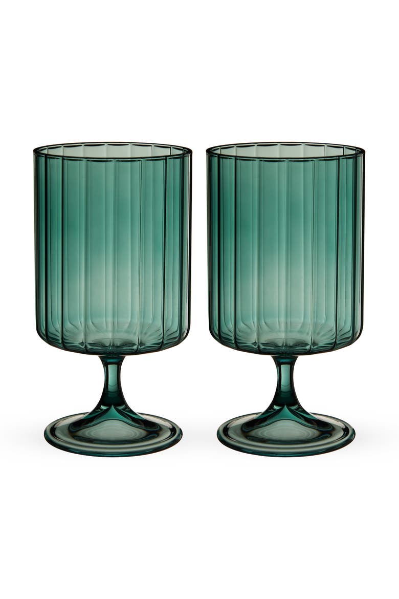 Malachite Stemmed Optic Tumblers Set of 2, Alternate, color, Green