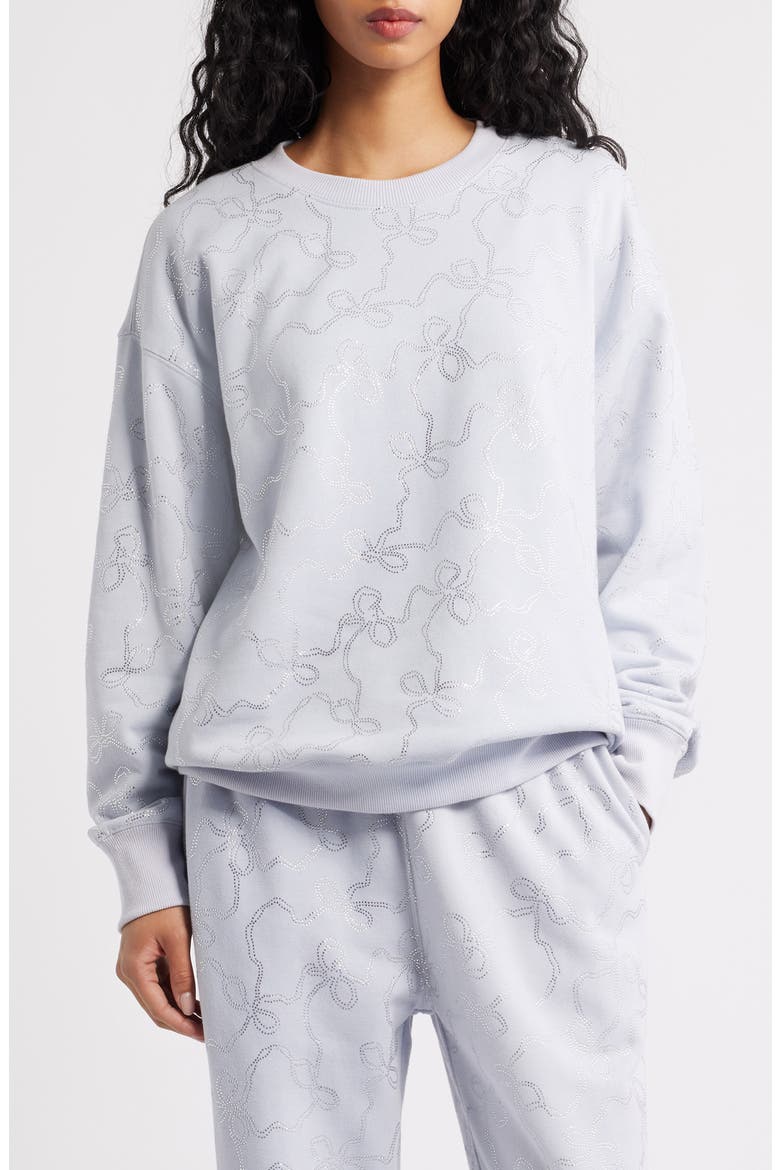 Karabeth Embellished Bow Sweatshirt, Main, color, ASPEN BLUE