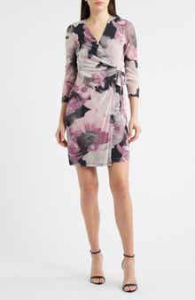 Anne Klein Floral Print Wrap Minidress