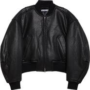 Alexander Wang Primal Lambskin Leather Crop Bomber Jacket