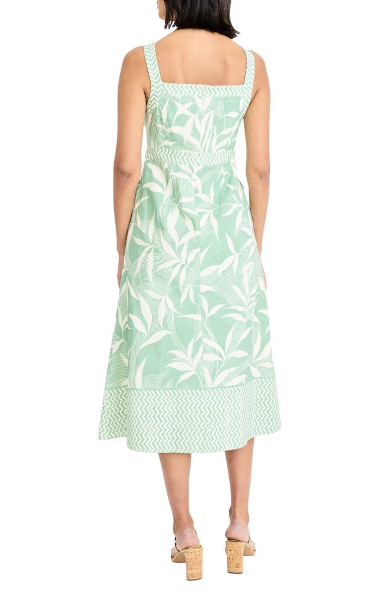 Maggy London Leaf Print Square Neck Midi Dress, Alternate, color, Ivory/ Sage