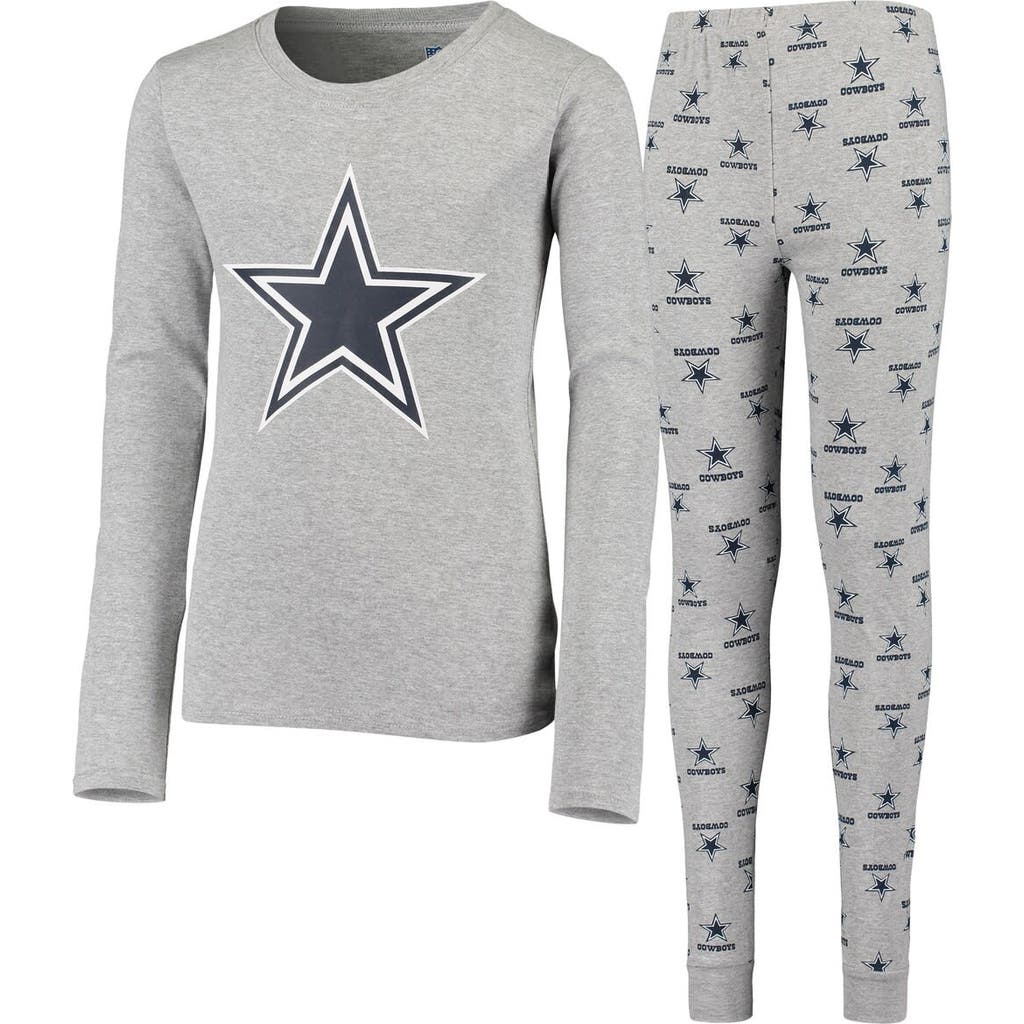 Dallas Cowboys Kids' Youth Heathered Gray Long Sleeve T-shirt & Pants Sleep Set In Heather Gray