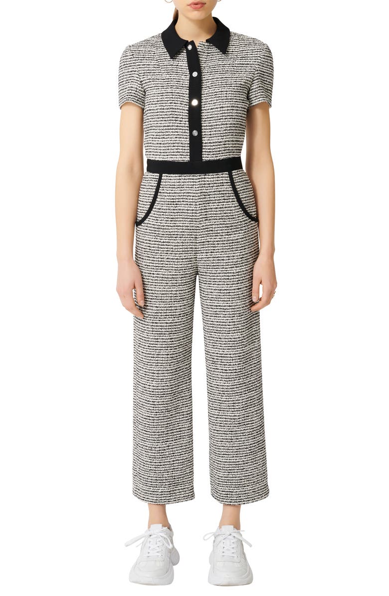 maje Tweed Jumpsuit, Main, color, 