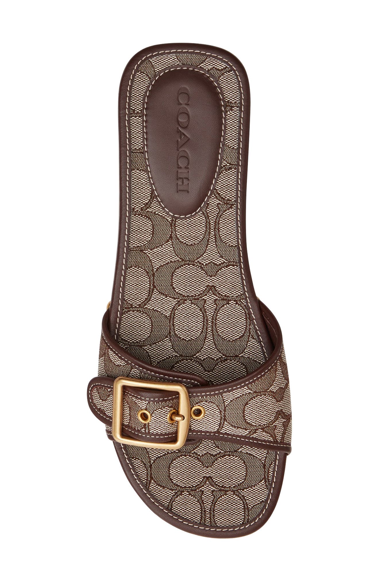 COACH Margot Signature Jacquard Slide Sandal, Alternate, color, Oak/ Maple