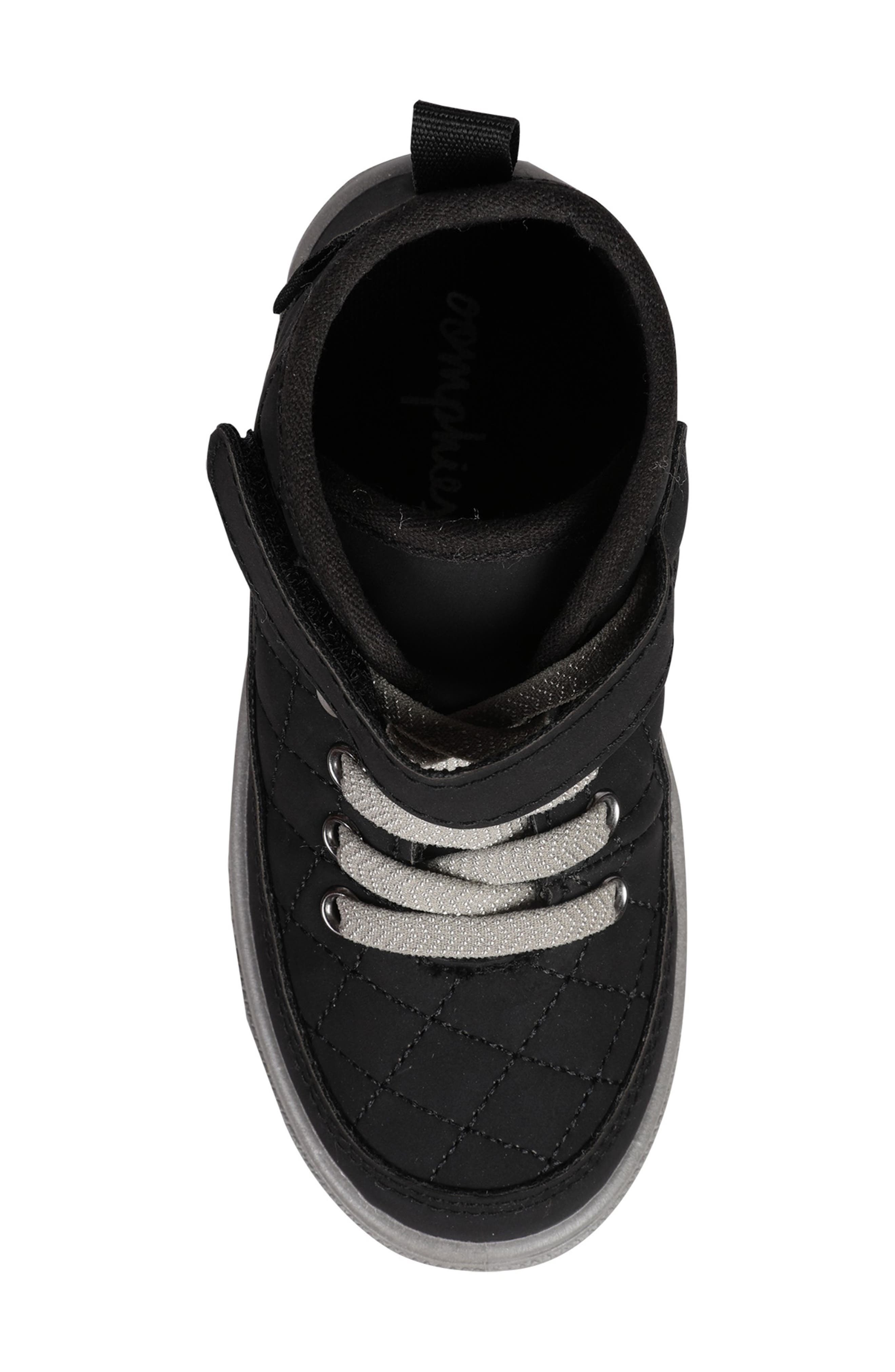 OOMPHIES Kids' Wrenley Diamond Quilted High Top Sneaker, Alternate, color, Black