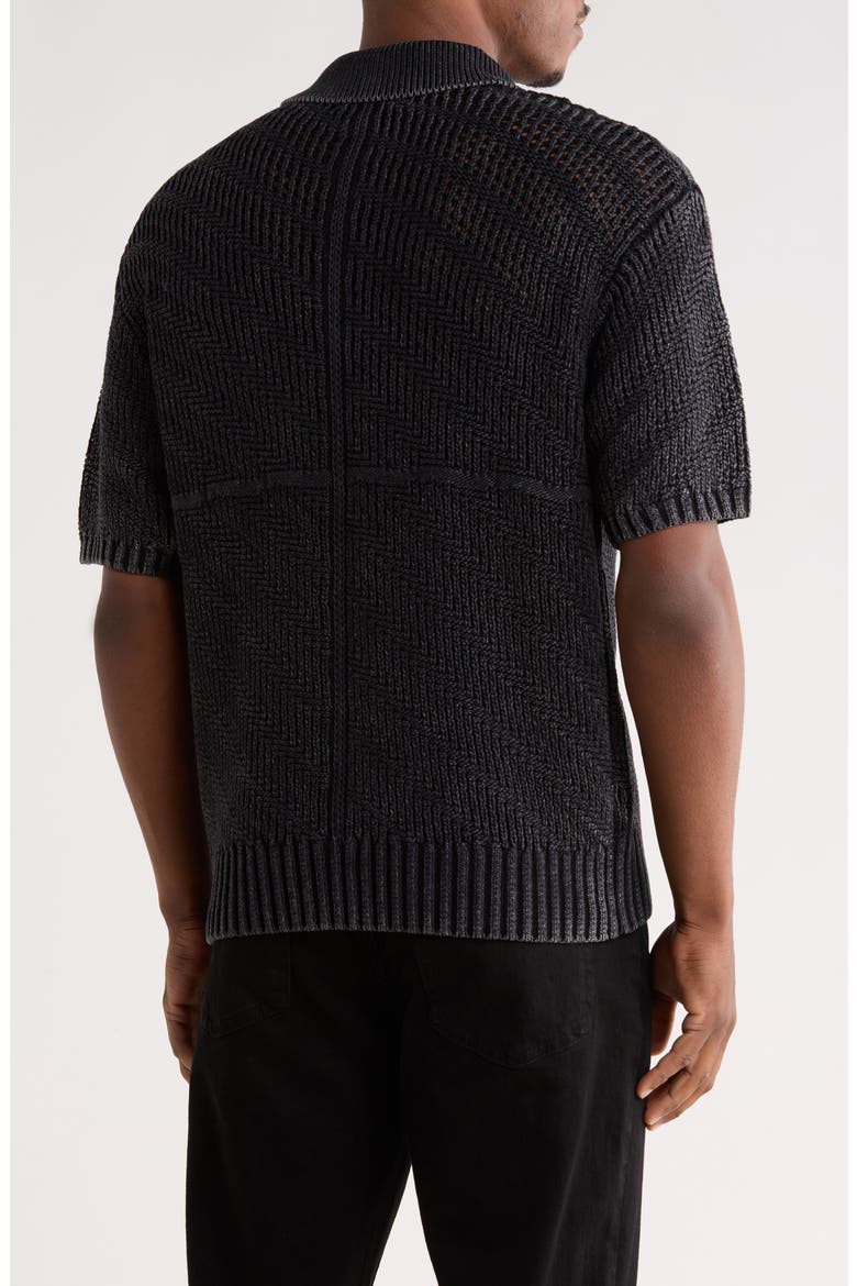 Knit Polo Sweater, Alternate, color, BLACK