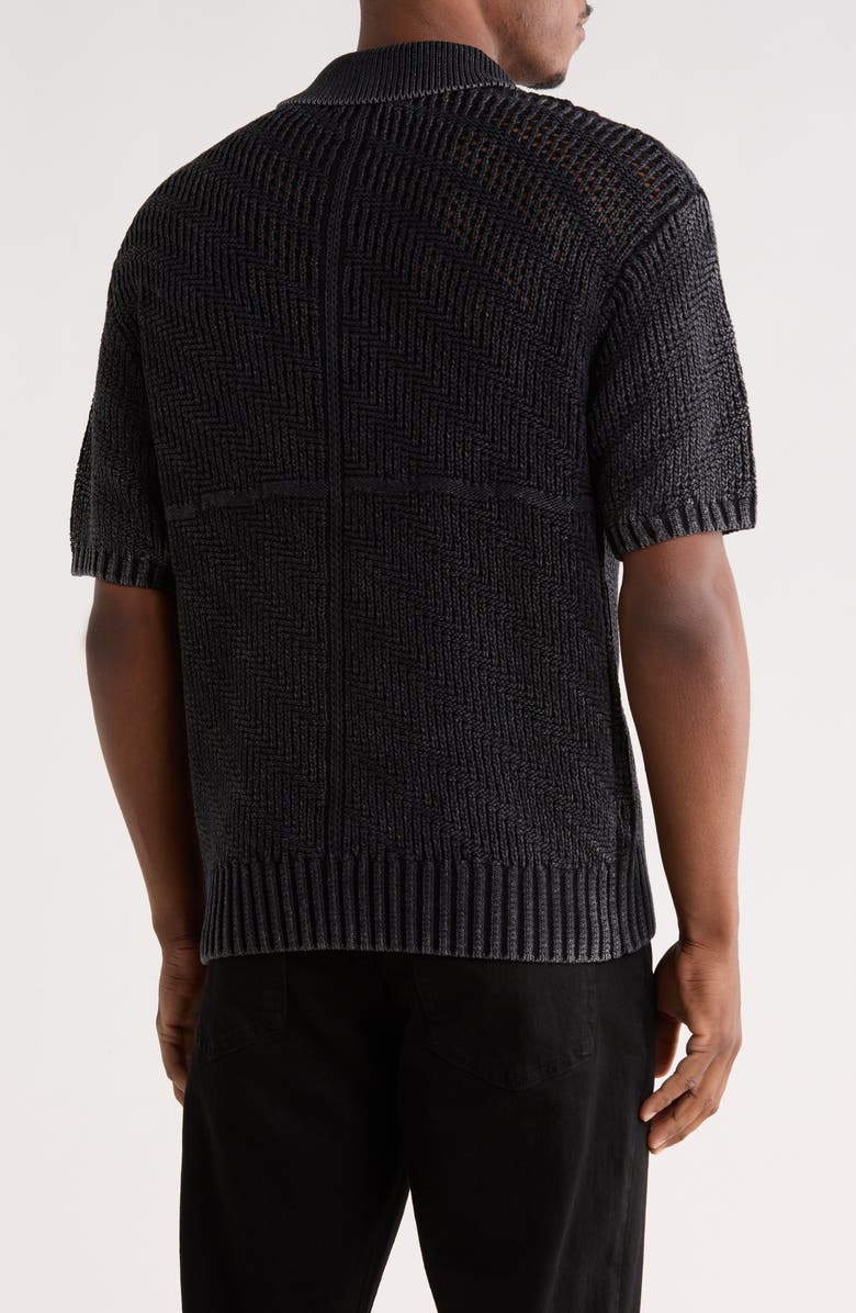 PURPLE BRAND Knit Polo Sweater, Alternate, color, Black