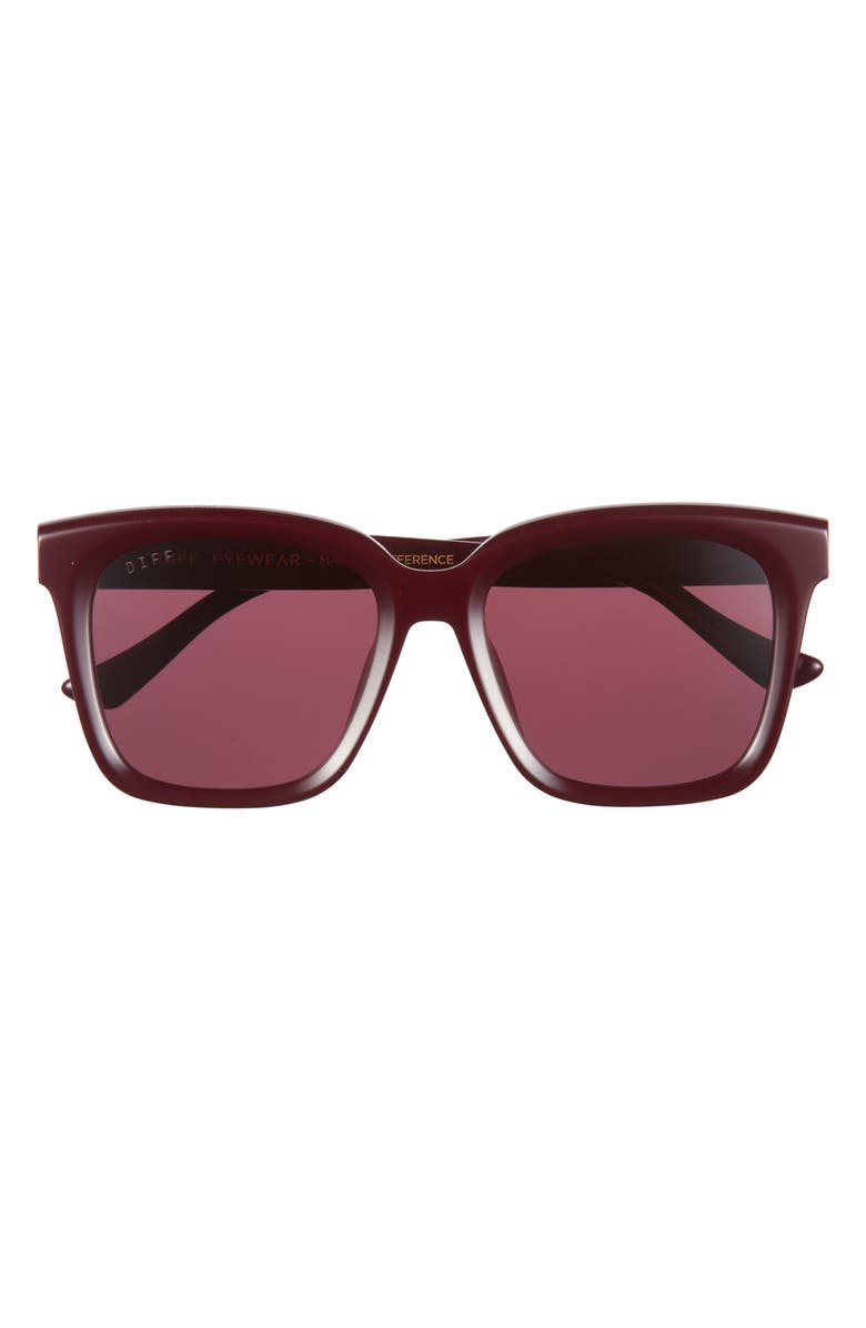 DIFF Meredith 54mm Square Sunglasses, Main, color, Dark Cherry / Dark Cherry
