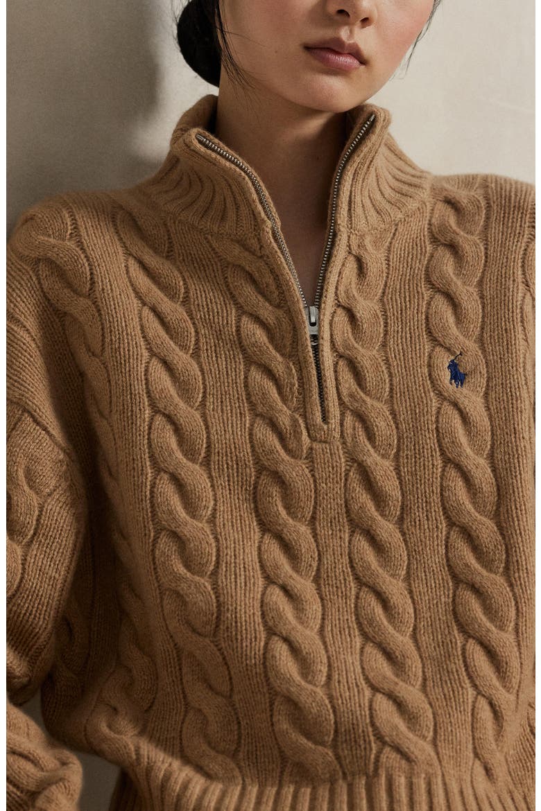 Wool & Cashmere Half Zip Pullover, Alternate, color, CL CAM MEL