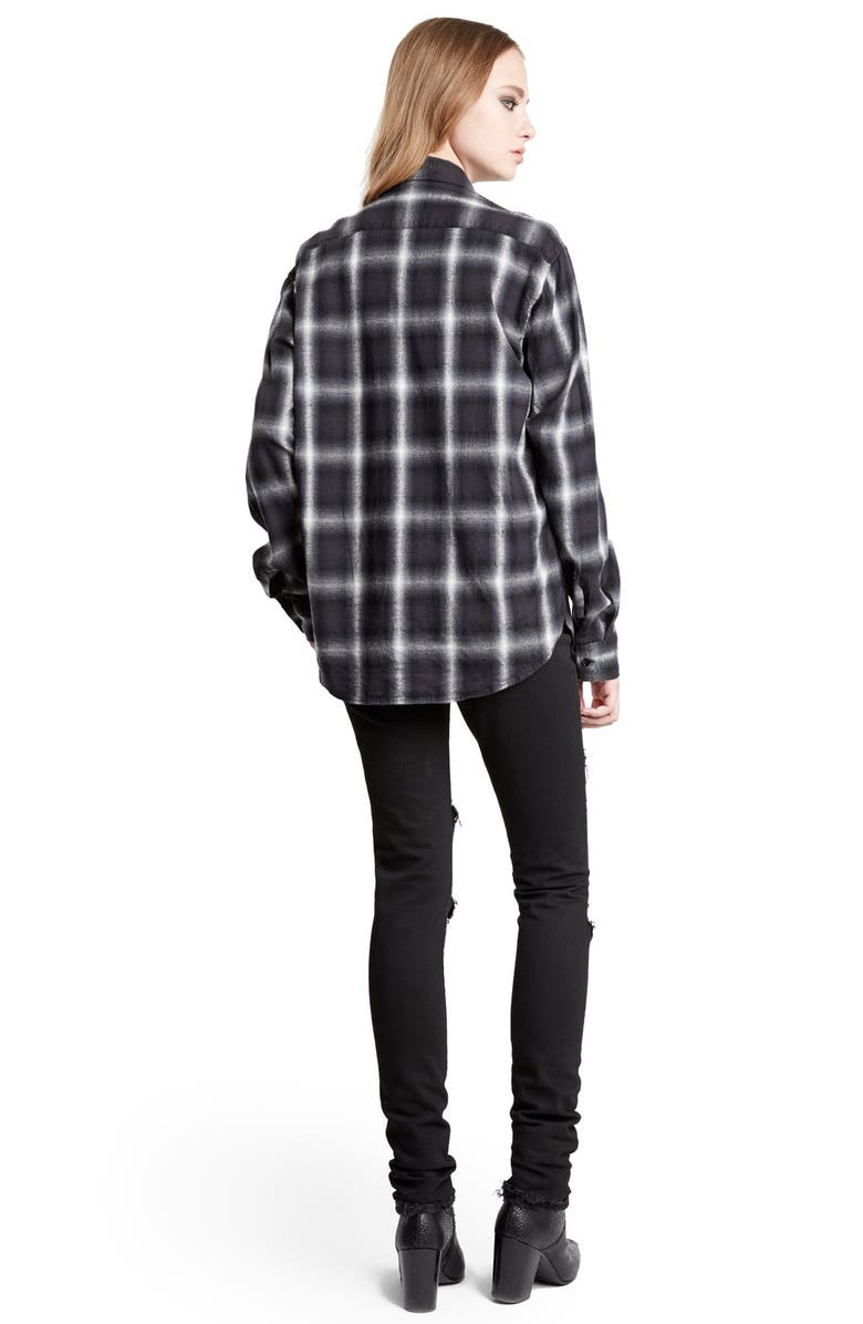 Saint Laurent Oversize Check Flannel Shirt, Alternate, color, 