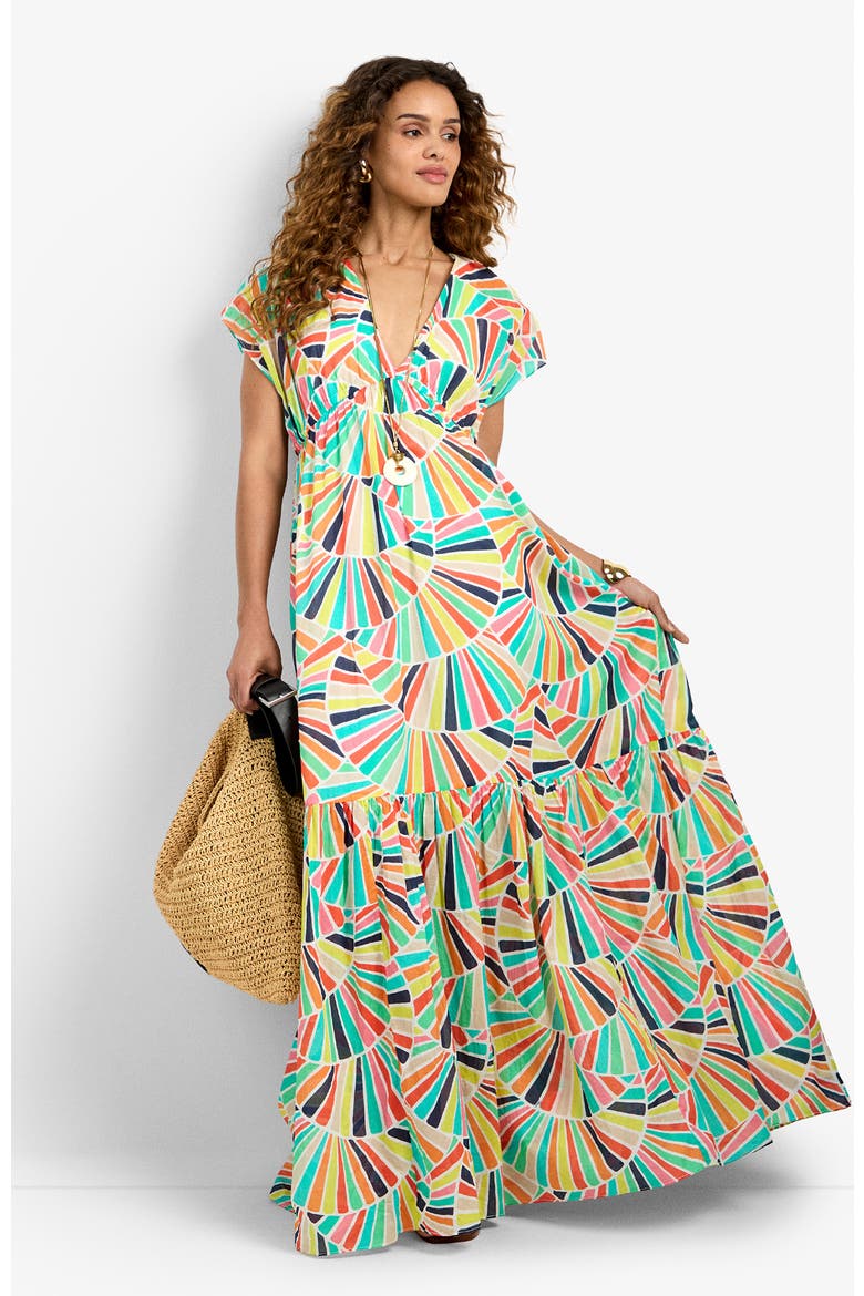 Capecod Printed Dress, Alternate, color, Coppelia