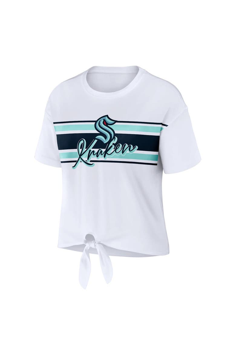 Women's WEAR by Erin Andrews White Seattle Kraken Front Knot T-Shirt, Alternate, color, White
