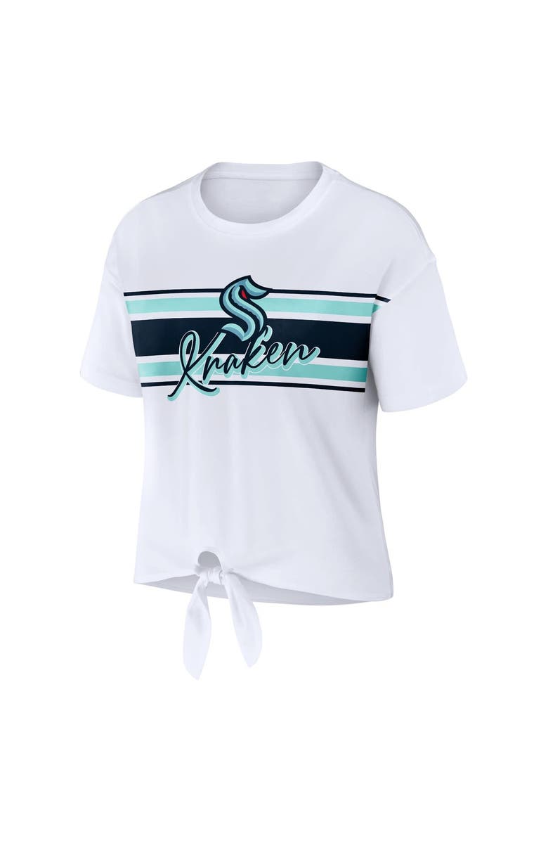 WEAR by Erin Andrews Women's WEAR by Erin Andrews White Seattle Kraken Front Knot T-Shirt, Alternate, color, White