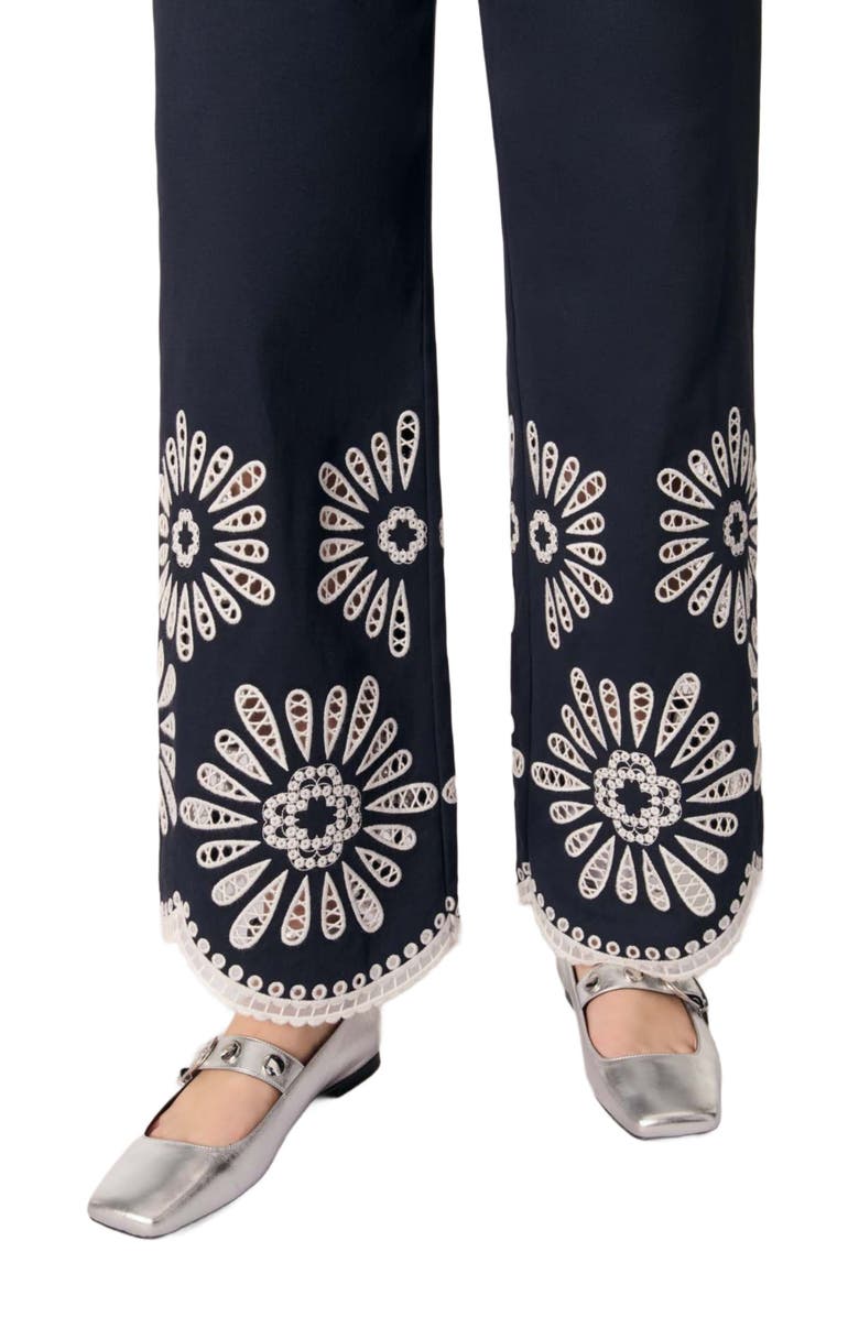 maje Pants with crochet detail, Alternate, color, 