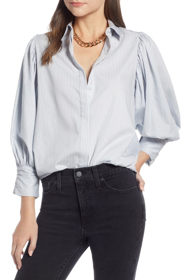 Full Sleeve Stripe Shirt (Nordstrom Exclusive), Main, color, BLUE ICE SN TIE STRIPE